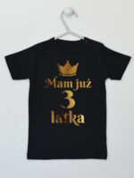 Mam Już 3 Latka z Koroną - koszulka na 3 urodziny - Czarny - Koszulka krótki rękaw