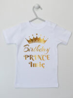 Birthday Prince z Koroną i Imieniem - koszulka na roczek - Biały - Koszulka krótki rękaw Birthday Prince z Koroną i Imieniem - koszulka na roczek - Biały - Koszulka krótki rękaw