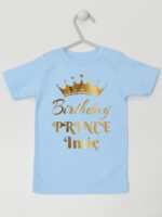Birthday Prince z Koroną i Imieniem - koszulka na roczek - Błękitny - Koszulka krótki rękaw Birthday Prince z Koroną i Imieniem - koszulka na roczek - Błękitny - Koszulka krótki rękaw