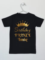 Birthday Prince z Koroną i Imieniem - koszulka na roczek - Czarny - Koszulka krótki rękaw Birthday Prince z Koroną i Imieniem - koszulka na roczek - Czarny - Koszulka krótki rękaw