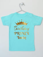 Birthday Prince z Koroną i Imieniem - koszulka na roczek - Miętowy - Koszulka krótki rękaw Birthday Prince z Koroną i Imieniem - koszulka na roczek - Miętowy - Koszulka krótki rękaw