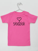 Słodziak z Serduszkiem - koszulka niemowlęca z nadrukiem - Ciemny Różowy - Koszulka krótki rękaw