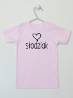 Słodziak z Serduszkiem - koszulka niemowlęca z nadrukiem - Różowy - Koszulka krótki rękaw