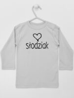 Słodziak z Serduszkiem - koszulka niemowlęca z nadrukiem - Szary - Koszulka długi rękaw
