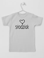 Słodziak z Serduszkiem - koszulka niemowlęca z nadrukiem - Szary - Koszulka krótki rękaw