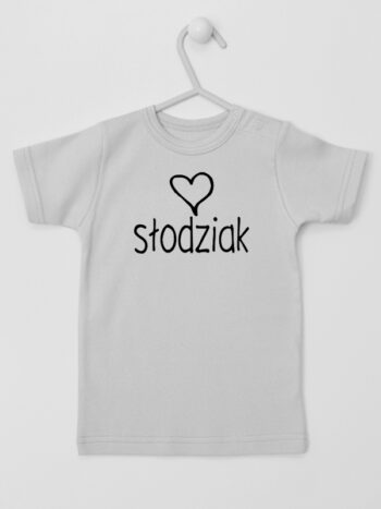 Słodziak z Serduszkiem - koszulka niemowlęca z nadrukiem - Szary - Koszulka krótki rękaw