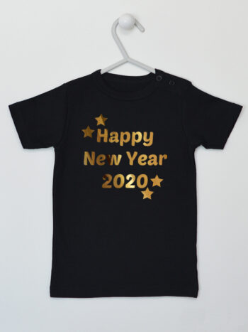 Życzenia Happy New Year + Aktualny Rok 2025 - koszulka na nowy rok - Czarny - Koszulka krótki rękaw