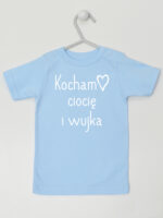 Kocham Ciocię i Wujka z Serduszkiem - koszulka o cioci i wujku - Błękitny - Koszulka krótki rękaw