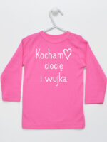 Kocham Ciocię i Wujka z Serduszkiem - koszulka o cioci i wujku - Ciemny Różowy - Koszulka długi rękaw