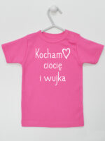 Kocham Ciocię i Wujka z Serduszkiem - koszulka o cioci i wujku - Ciemny Różowy - Koszulka krótki rękaw