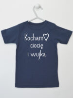 Kocham Ciocię i Wujka z Serduszkiem - koszulka o cioci i wujku - Granatowy - Koszulka krótki rękaw