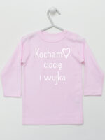 Kocham Ciocię i Wujka z Serduszkiem - koszulka o cioci i wujku - Różowy - Koszulka długi rękaw
