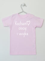 Kocham Ciocię i Wujka z Serduszkiem - koszulka o cioci i wujku - Różowy - Koszulka krótki rękaw