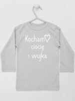Kocham Ciocię i Wujka z Serduszkiem - koszulka o cioci i wujku - Szary - Koszulka długi rękaw