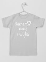 Kocham Ciocię i Wujka z Serduszkiem - koszulka o cioci i wujku - Szary - Koszulka krótki rękaw
