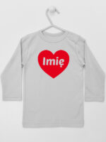 Serduszko Czerwone z Imieniem - koszulka dla niemowlaka - Szary - Koszulka długi rękaw