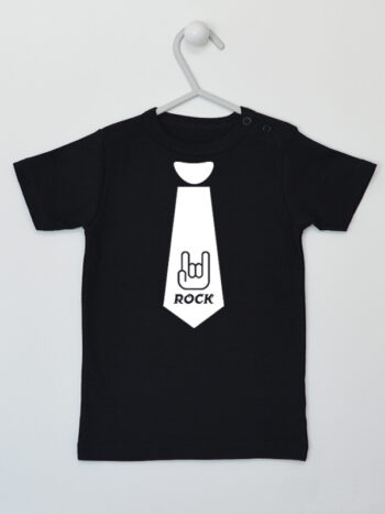 Krawat z Napisem Rock - koszulka rockowa - Czarny - Koszulka krótki rękaw