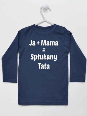 Ja + Mama = Spłukany Tata - koszulka ze śmiesznym nadrukiem - Granatowy - Koszulka długi rękaw