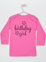 Birthday Girl z Gwiazdkami - koszulka urodzinowa - Ciemny Różowy - Koszulka długi rękaw