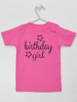 Birthday Girl z Gwiazdkami - koszulka urodzinowa - Ciemny Różowy - Koszulka krótki rękaw