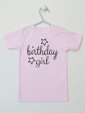 Birthday Girl z Gwiazdkami - koszulka urodzinowa - Różowy - Koszulka krótki rękaw