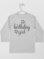 Birthday Girl z Gwiazdkami - koszulka urodzinowa - Szary - Koszulka długi rękaw