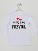 Weź Się Przytul z Serduszkami - koszulka z nadrukami - Biały - Koszulka długi rękaw