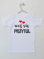 Weź Się Przytul z Serduszkami - koszulka z nadrukami - Biały - Koszulka krótki rękaw