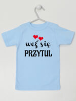 Weź Się Przytul z Serduszkami - koszulka z nadrukami - Błękitny - Koszulka krótki rękaw