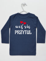 Weź Się Przytul z Serduszkami - koszulka z nadrukami - Granatowy - Koszulka długi rękaw