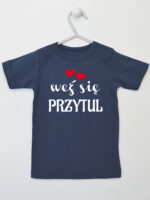 Weź Się Przytul z Serduszkami - koszulka z nadrukami - Granatowy - Koszulka krótki rękaw