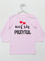 Weź Się Przytul z Serduszkami - koszulka z nadrukami - Różowy - Koszulka długi rękaw