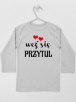 Weź Się Przytul z Serduszkami - koszulka z nadrukami - Szary - Koszulka długi rękaw