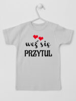 Weź Się Przytul z Serduszkami - koszulka z nadrukami - Szary - Koszulka krótki rękaw