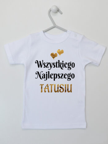 Wszystkiego Najlepszego Tatusiu z Serduszkami - koszulka na dzień taty - Biały - Koszulka krótki rękaw