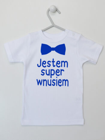 Jestem Super Wnusiem - koszulka z muchą dla chłopca - Biały - Koszulka krótki rękaw