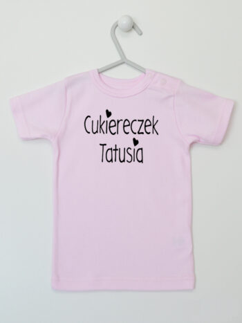 Cukiereczek Tatusia Nadruk z Gwiazdami - koszulka z nadrukiem - Różowy - Koszulka krótki rękaw