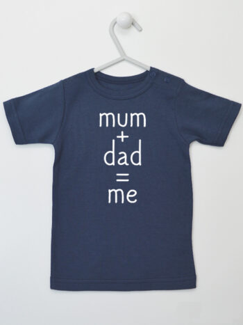 Napis Mum + Dad = Me - t-shirt z nadrukiem dla niemowląt - Granatowy - Koszulka krótki rękaw