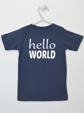 Hello World - koszulka z nadrukiem dla noworodka - Granatowy - Koszulka krótki rękaw