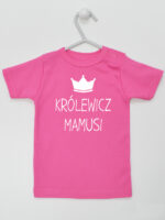 Królewicz Mamusi - koszulka dla chłopca z napisami - Ciemny Różowy - Koszulka krótki rękaw Królewicz Mamusi - koszulka dla chłopca z napisami - Ciemny Różowy - Koszulka krótki rękaw