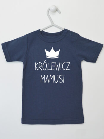 Królewicz Mamusi - koszulka dla chłopca z napisami - Granatowy - Koszulka krótki rękaw