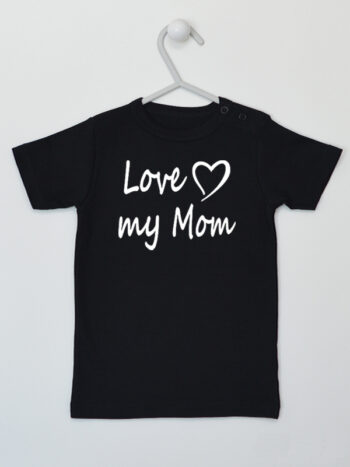 Love My Mom z Sercem - t-shirt z nadrukiem - Czarny - Koszulka krótki rękaw