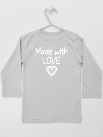 Made With Love - koszulka z nadrukiem dla noworodka - Szary - Koszulka długi rękaw