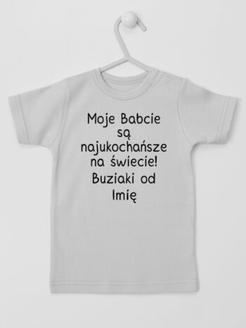 Moje Babcie Są Najukochańsze + Imię - koszulka z nadrukiem - Szary - Koszulka krótki rękaw