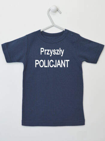 Przyszły Policjant - koszulka chłopięca z nadrukiem - Granatowy - Koszulka krótki rękaw
