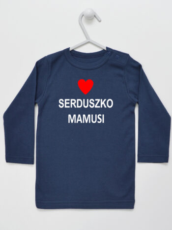 Serduszko Mamusi z Sercem - koszulka niemowlęca z nadrukiem - Granatowy - Koszulka długi rękaw
