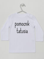 Pomocnik Tatusia - t-shirt dla chłopczyka z napisami - Biały - Koszulka długi rękaw