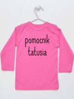 Pomocnik Tatusia - t-shirt dla chłopczyka z napisami - Ciemny Różowy - Koszulka długi rękaw