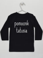 Pomocnik Tatusia - t-shirt dla chłopczyka z napisami - Czarny - Koszulka długi rękaw