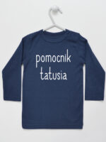 Pomocnik Tatusia - t-shirt dla chłopczyka z napisami - Granatowy - Koszulka długi rękaw